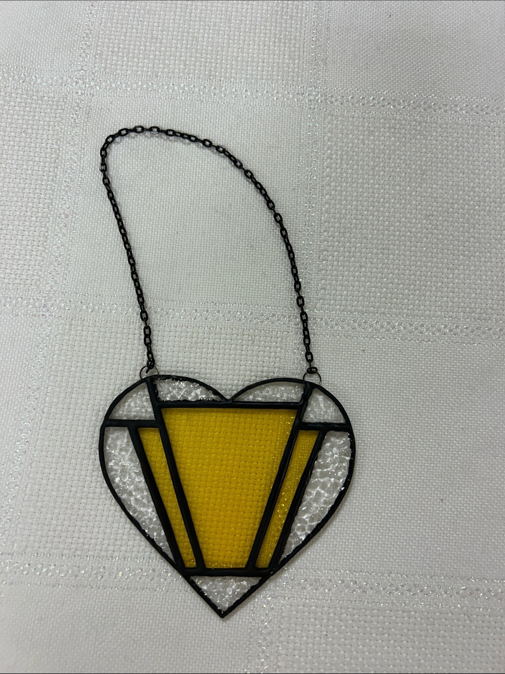 Heart-Shaped Stained Glass Wall Decor in Yellow and Clear